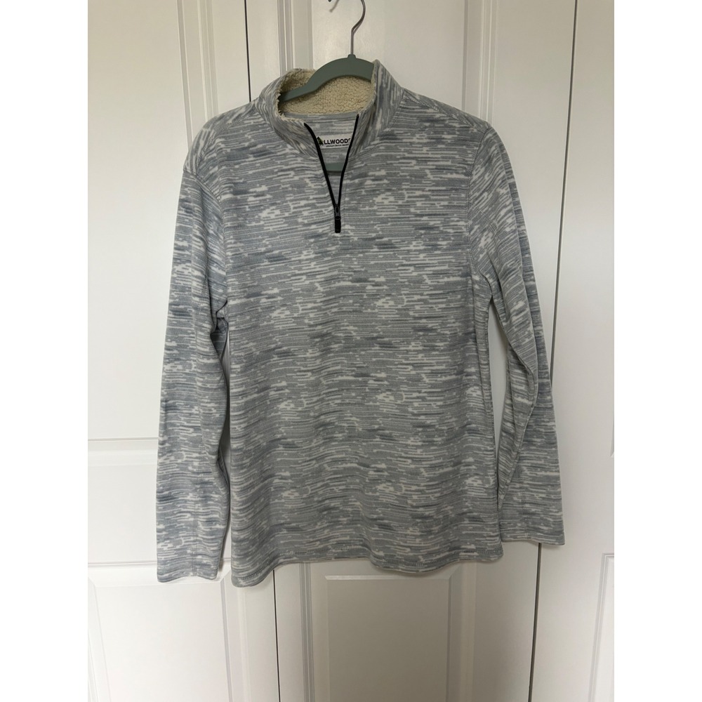 Tallwoods Mens Grey Space Dye Quarter Zip Sherpa Lined Mock Neck Pullover Medium
